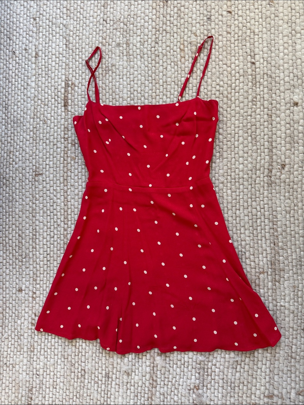 Reformation Red Polka Dot Spaghetti Strap Dress 2
